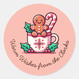 Angepasste Warme Wünsche Holiday Gingerbrot Cookie Runder Aufkleber