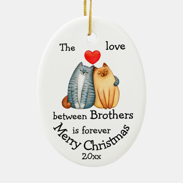 Angepasste Weihnachtsbrüder Cat Quote Keramik Ornament (Hinten)