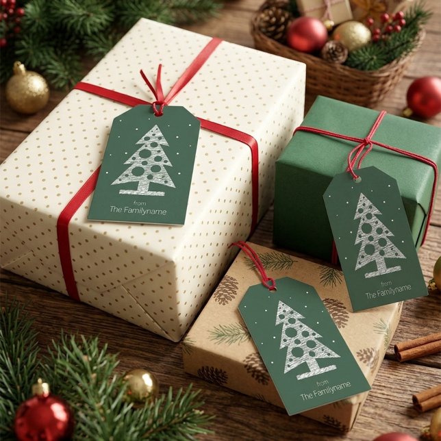 Angepasste Weihnachtsgeschenkmarke mit Abstraktem  Geschenkanhänger (Von Creator hochgeladen)