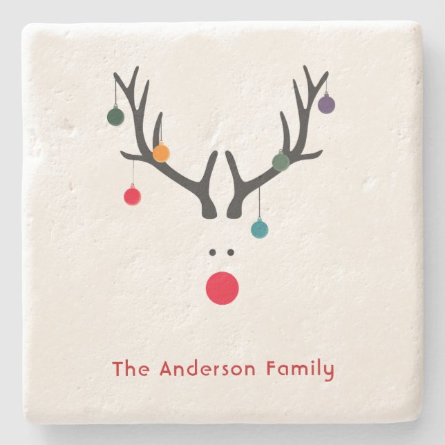 Angepasste Weihnachtsminimalistische moderne Renti Steinuntersetzer (Vorderseite)