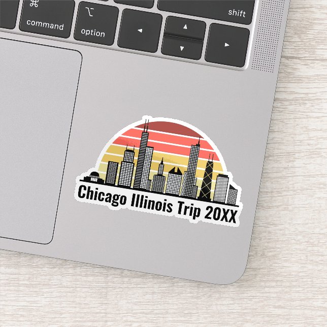Angepasster Chicago-Sonnenuntergang-Reise-Souvenir Aufkleber (Detail)