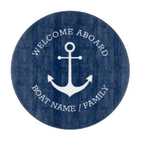 Angepasster Empfang an Bord nautischer Anker blau