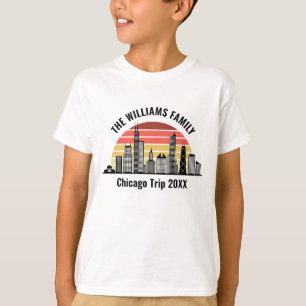 Angepasster Familienausflug Chicago Sonnenuntergan T-Shirt