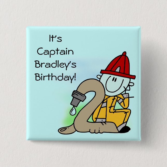 Angepasster Feuerwehrmann 2. Geburtstag Button (Vorderseite)