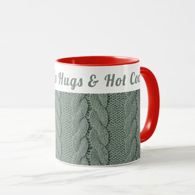 Angepasster gemütlicher, grüner Winter | Hugs & Ho Tasse (VorderseiteRechts)