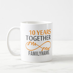 Angepasster Herr und Frau 10. Jahrestag Kaffeetasse