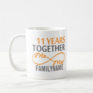Angepasster Herr und Frau 11. Jahrestag Kaffeetasse