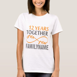 Angepasster Herr und Frau 12. Jahrestag T-Shirt