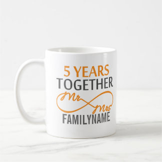 Angepasster Herr und Frau 5. Jahrestag Kaffeetasse