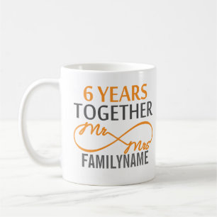 Angepasster Herr und Frau 6. Jahrestag Kaffeetasse