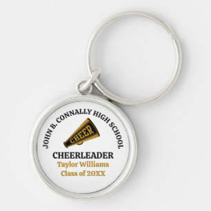 Angepasster High School Cheerleader Gold Schwarz Schlüsselanhänger