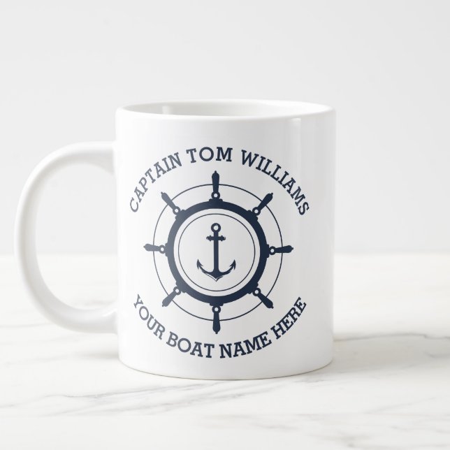 Angepasster Kapitän und Name des Schiffes Jumbo-Tasse (Links)