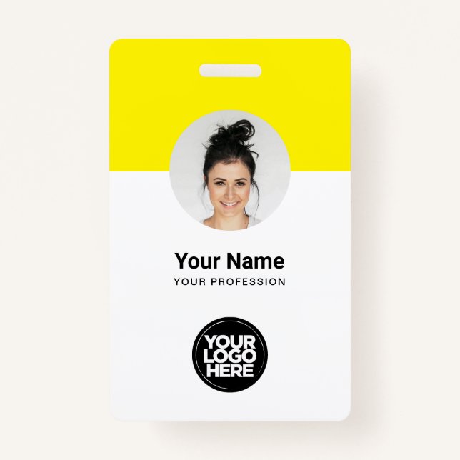 Angepasster Mitarbeiter Modernes ID Card Gelbes QR Ausweis (Vorderseite)