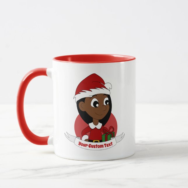 Angepasster niedlicher Weihnachtsmädchen-Cartoon Tasse (Links)