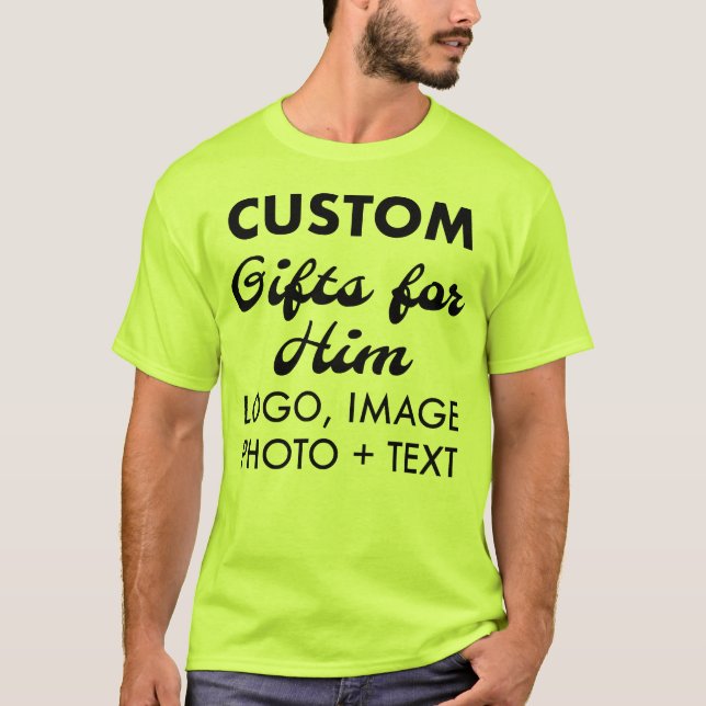 Angepasster personalisierter Männersicherheitsgrün T-Shirt (Vorderseite)