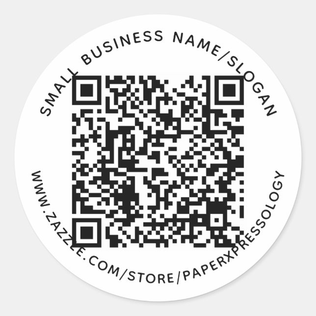 Angepasster QR-Code Text für kleine Unternehmen Et Runder Aufkleber (Vorderseite)