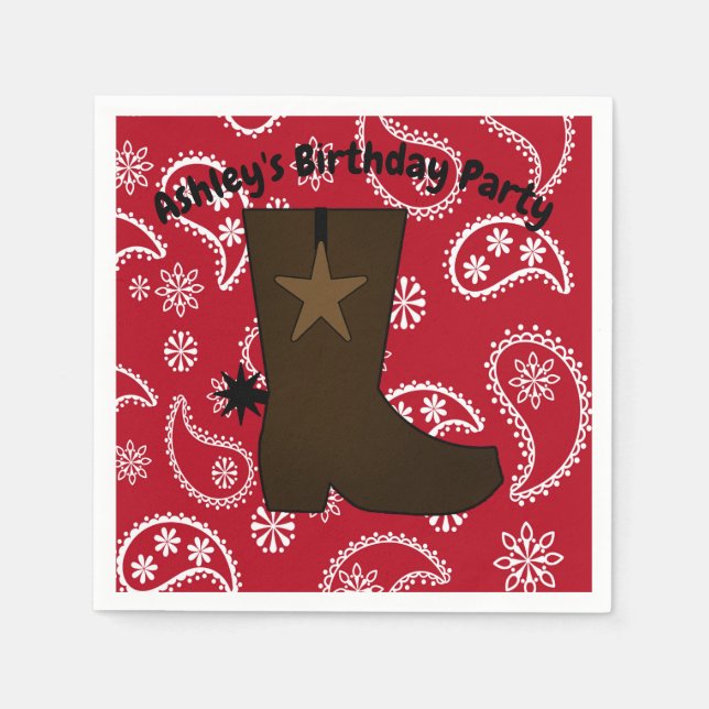 Angepasster Red Bandana Cowboy Boot Serviette (Vorderseite)