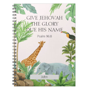 Angepasster Text 2025 JW Jahr Psalm 96:8 Tier Notizblock