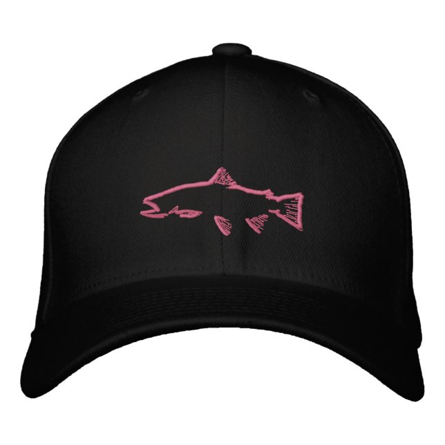 Angepasster Trout Tracker Hat - Schwarz Bestickte Baseballkappe (Vorderseite)
