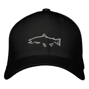 Angepasster Trout Tracker Hat - Schwarz Bestickte Baseballkappe