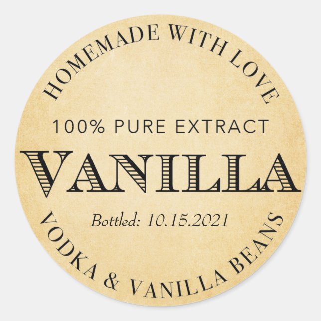 Angepasster Vanilla Extract VE005_01 Runder Aufkleber (Vorderseite)