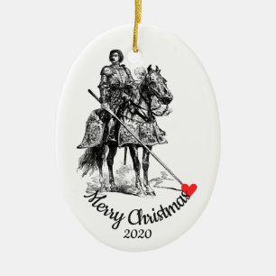 Angepasster Weihnachtsritter in leuchtendem Rüstun Keramik Ornament