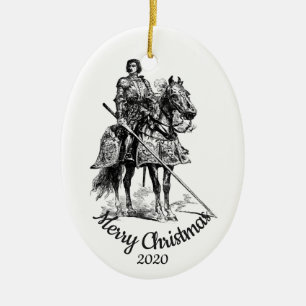 Angepasster Weihnachtsritter in leuchtendem Rüstun Keramikornament