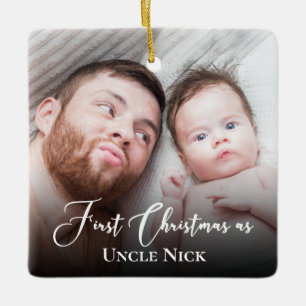 Angepasstes 1. Weihnachten als Uni 2 Foto Weißes  Keramikornament