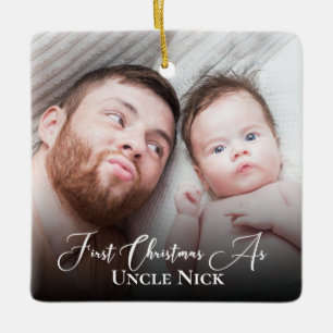 Angepasstes 1. Weihnachten als Uni 2 Foto Weißes  Keramikornament
