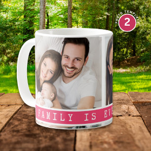 Angepasstes 2-Foto Collage Family Picture Zitat Pi Kaffeetasse