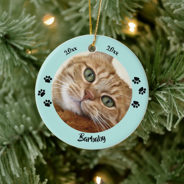 Angepasstes 2-Foto-Haustier - Weihnachten Keramik Ornament (Baum)