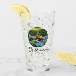 Angepasstes 2-Foto Stilvolles Script Bridesmaid-Ge Glas