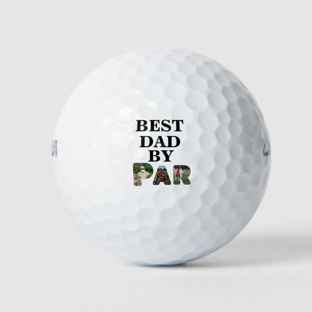 Angepasstes 3-Buchstaben-Foto Bester Papa nach Par Golfball (Vorderseite)