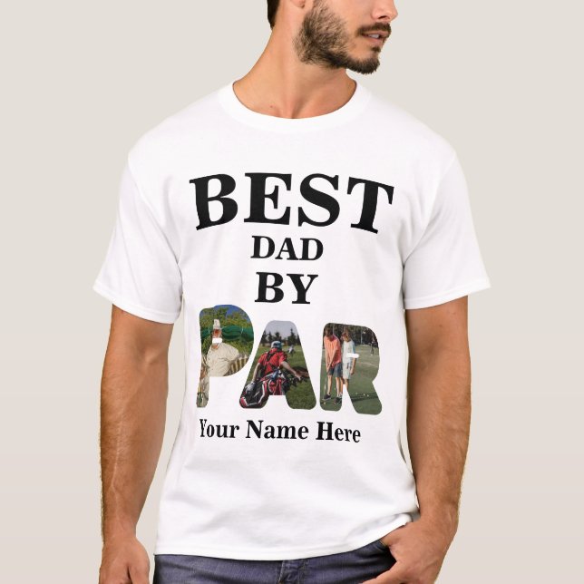 Angepasstes 3-Buchstaben-Foto Bester Papa nach Par T-Shirt (Vorderseite)