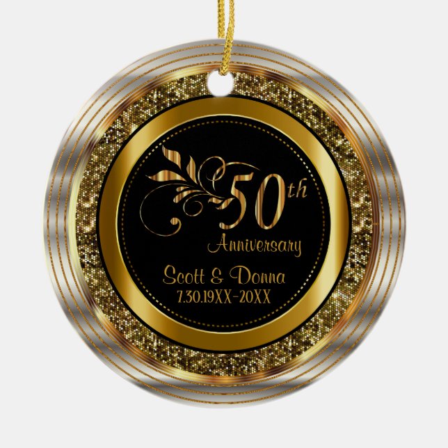 Angepasstes 50. Goldenes Jahr Keramik Ornament (Vorne)
