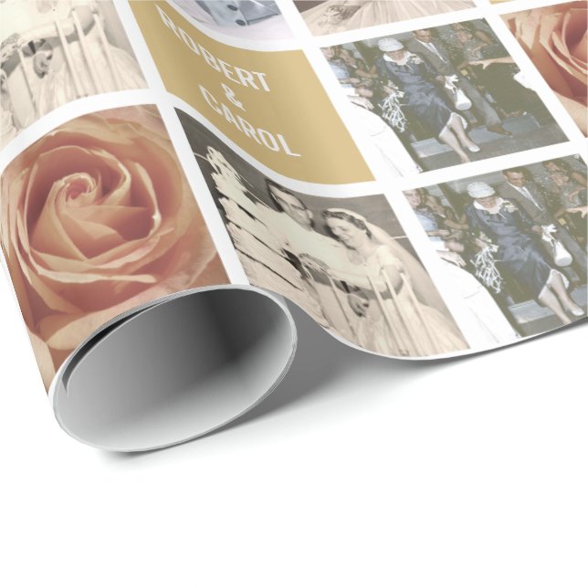 Angepasstes 51-Foto-Collage-Geschenk zum Jahrestag Geschenkpapier (Rolleneckpunkt)