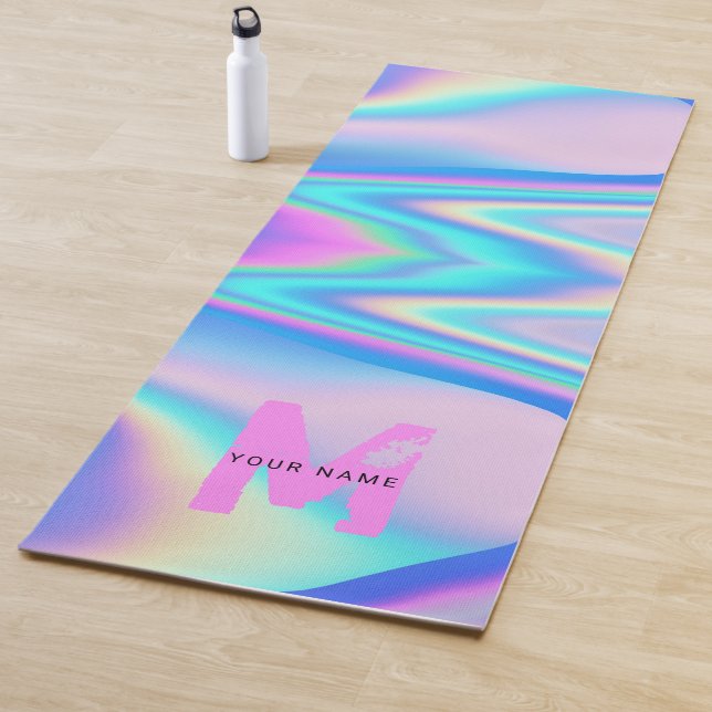 Angepasstes Abstrakt rosa Holografy2k Name Monogra Yogamatte (Beispiel)