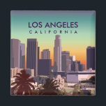 Angepasstes Bild von Downtown L.A. Kalifornien Magnet<br><div class="desc">Farbenfrohe Vektorgrafik mit einer warmen Sonnenuntergang-Skyline,  bevölkert mit Hochhäusern und Palmen aus der Innenstadt von Los Angeles,  Kalifornien.</div>