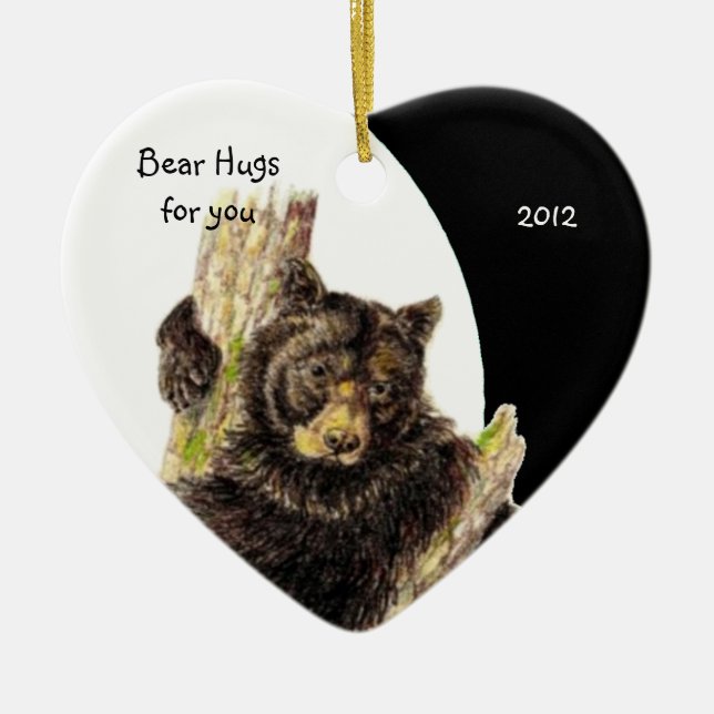 Angepasstes Datum, Bärenhugs für Sie Tierischer Sp Keramikornament (Vorne)