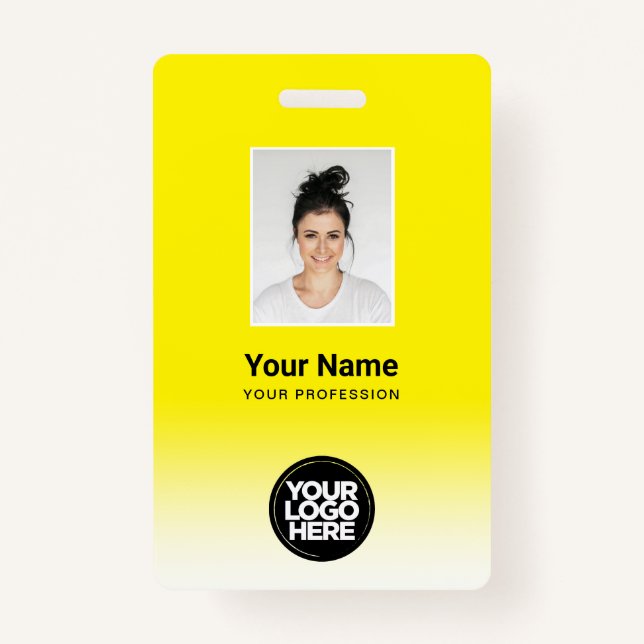 Angepasstes Employee Foto Gradient Yellow Ausweis (Vorderseite)