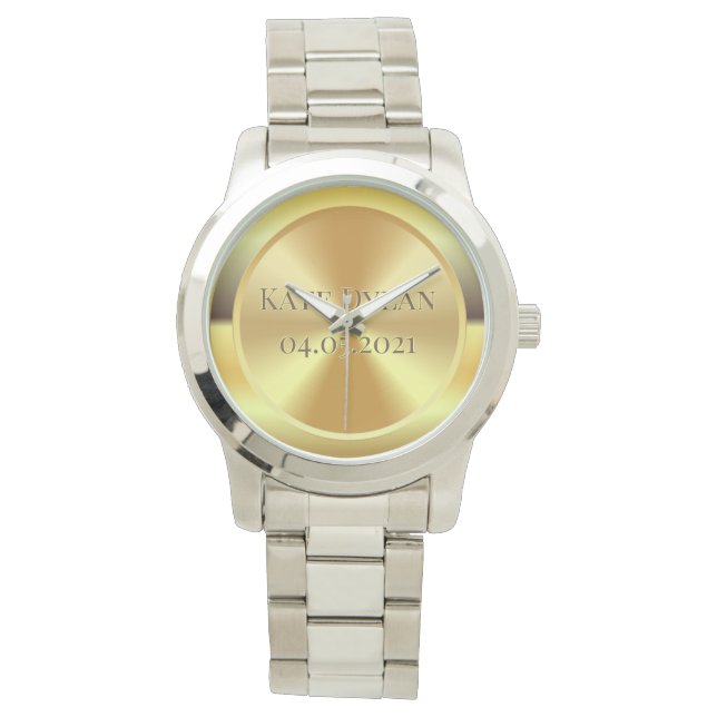Angepasstes gestuftes Gold Armbanduhr (Vorderseite)