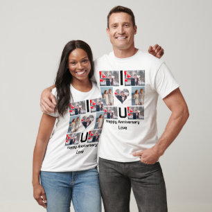 Angepasstes Jubiläum I Liebe Sie 7 Foto Collage T-Shirt