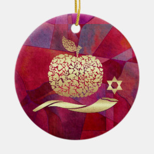 Angepasstes jüdisches Neujahr, Rosh Hashanah Keramik Ornament