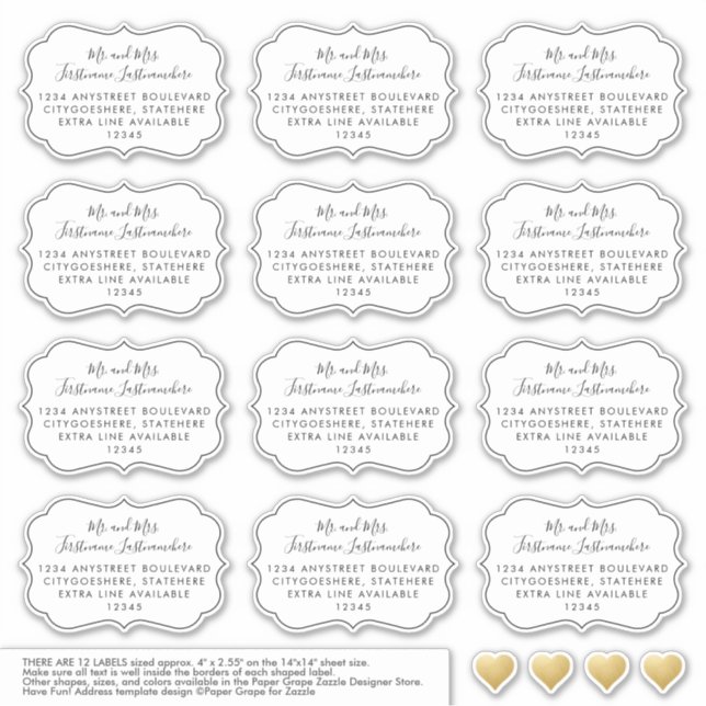 Angepasstes Label für die Adresse eines Hochzeitgä (Vorderseite)