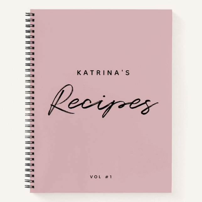 Angepasstes, modernes, rosa Schwarzes Minimalistis Notizbuch (Vorderseite)