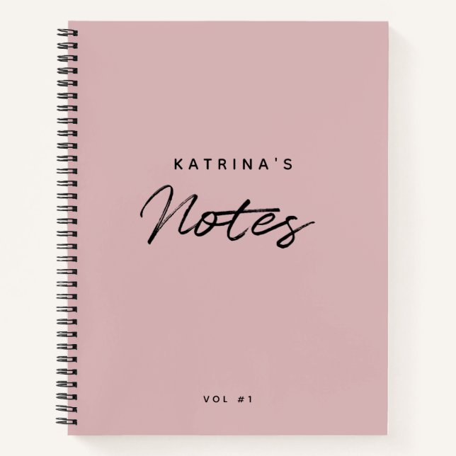 Angepasstes, modernes, rosafarbenes Minimalistisch Notizbuch (Vorderseite)