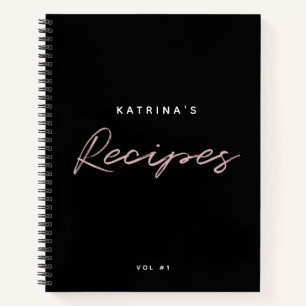 Angepasstes, modernes Schwarz-Rosa-Minimalistische Notizbuch