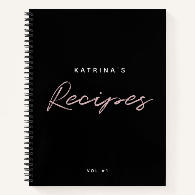 Angepasstes, modernes Schwarz-Rosa-Minimalistische Notizbuch (Vorderseite)