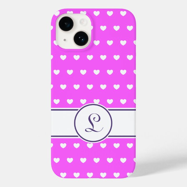 Angepasstes Monogramm Girly Pink mit Niedlichem we Case-Mate iPhone 14 Hülle (Rückseite)