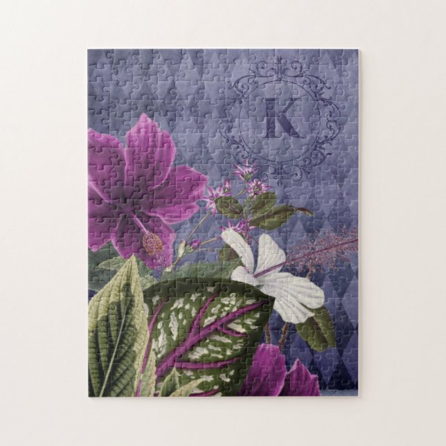 Angepasstes Monogramm Lila floral (Vertikal)